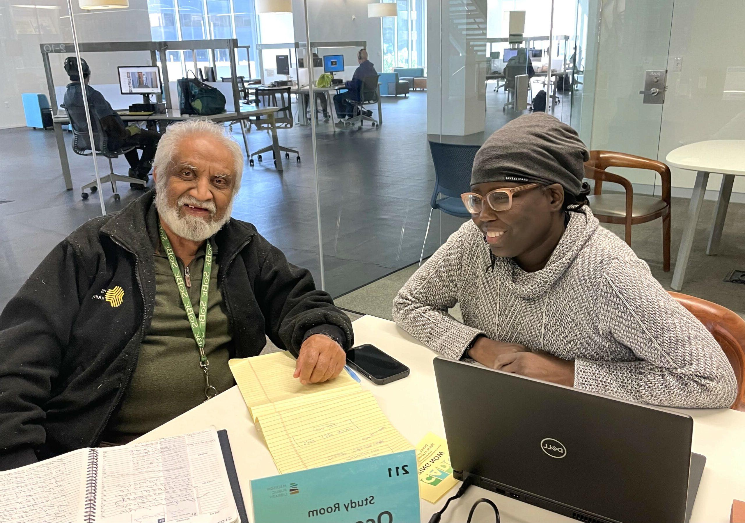 Educator Tracy and client Mohammad at Central Library